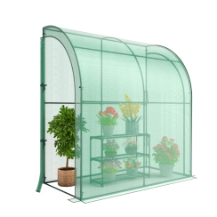 Costway 78 x 39 Inch Lean-To Walk-In Greenhouse with Flower Rack