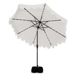 Costway 10 Foot Ruffle Edge Solar Light Patio Umbrella with Weighted Base