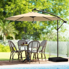 Costway 10 Foot Cantilever Umbrella with 32 Solar Lights