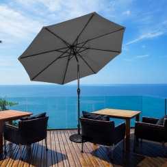 Costway 10 Foot Tilting Patio Umbrella with Solar Lights