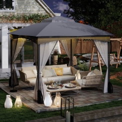 Costway 10 x 10 Foot Heavy-Duty Patio Gazebo with Netting and Sandbags
