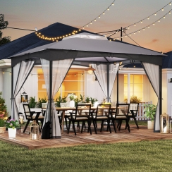 Costway 10 x 12 Foot Patio Gazebo with Netting and Sandbags