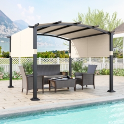 Costway 10 x 10 Foot Modern Arched Garden Pergola with Adjustable Sunshade