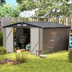Costway 10 x 14 Foot Galvanized Steel Windproof Storage Shed