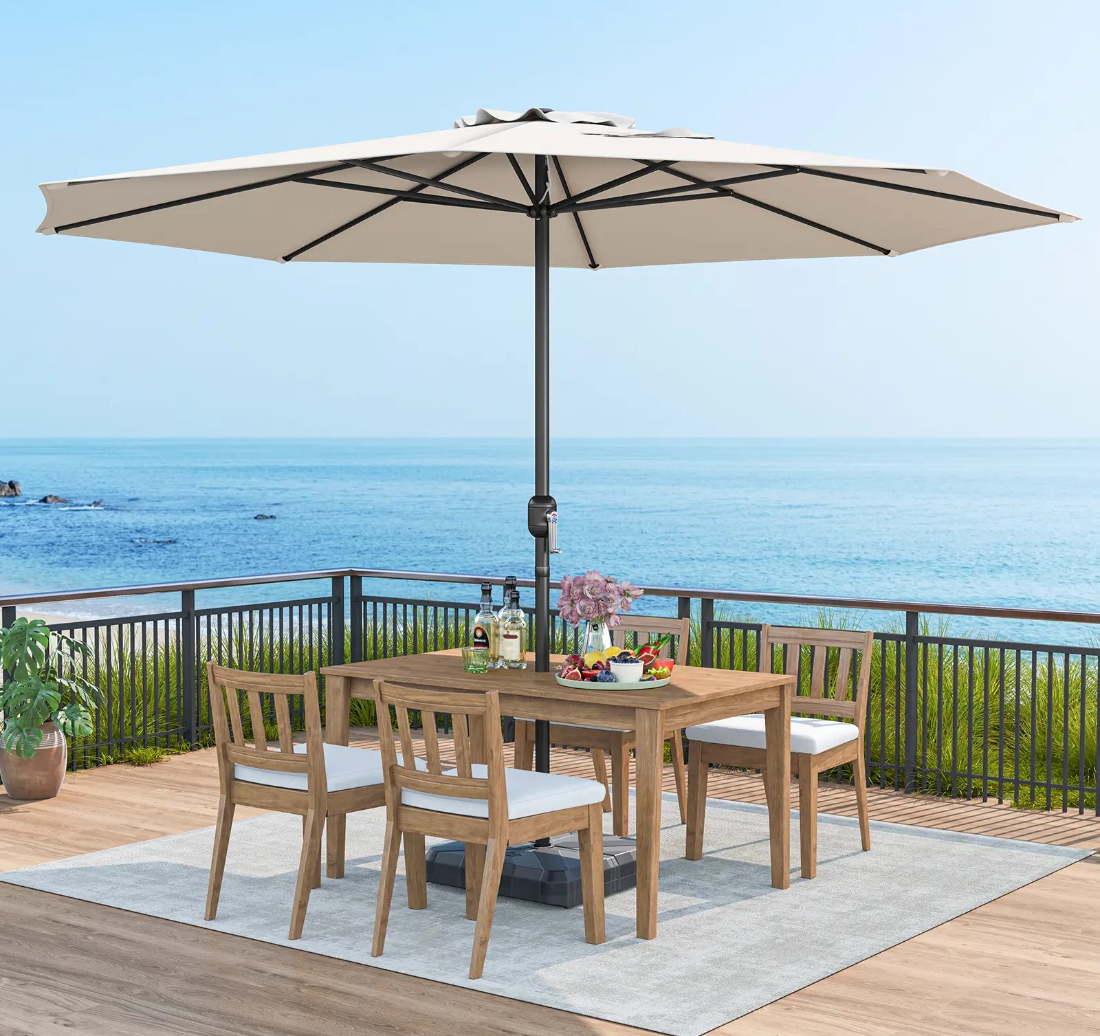 Costway 12 Foot Crank Handle Patio Umbrella