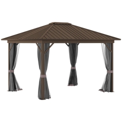 Outsunny 10 x 12 Foot 095 Hardtop Gazebo with Curtains and Netting