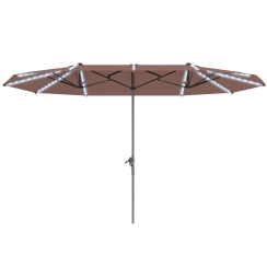 Outsunny 15 Foot Double-Sided Market Umbrella with Solar Lights