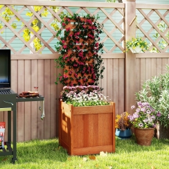 Costway 16 Inch Planter Box with Ladder Trellis