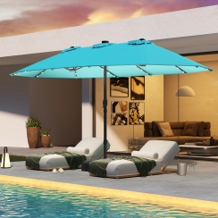 Costway 15 Foot Double-Sided Patio Umbrella with Sand Bags