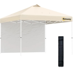 Outsunny 10 x 10 Foot Pop Up Canopy Tent with Removable Sidewall
