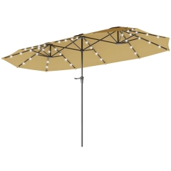 Outsunny 13 Foot Double-Sided Market Umbrella with Solar Lights