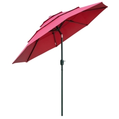 Outsunny 9 Foot 3-Tier Market Umbrella with Crank