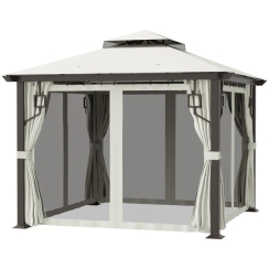 Outsunny 10 x 10 Foot Patio Gazebo with Privacy Curtains