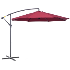 Outsunny 10 Foot Round Red Cantilever UV-Resistant Patio Umbrella