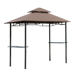 Outsunny 8 x 5 Foot Coffee Double-Roof Grill Gazebo with Side Shelves