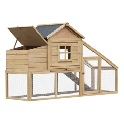 PawHut 69 Inch Wooden Chicken Coop with Removable Tray