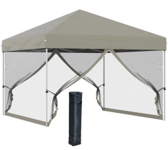 Outsunny 10 x 10 Foot Pop Up Screened Canopy Tent with Wheeled Carry Bag