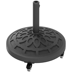 Outsunny Round 370V00BK Resin Patio Umbrella Base with Wheels