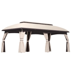 Outsunny 10 x 20 Foot Beige Outdoor Gazebo with Netting