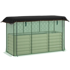 Outsunny 73 Inch Galvanized Steel Planter Box with Crop Cage and Shade Cloth