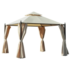Outsunny 10 x 10 Foot Steel Outdoor Patio Gazebo with Privacy Curtains