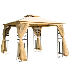 Outsunny 10 x 10 Foot Tree Motif Patio Gazebo with Netting