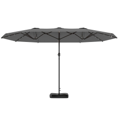 Outsunny 14 2/5 Foot Double Sided Solar LED Umbrella with Base