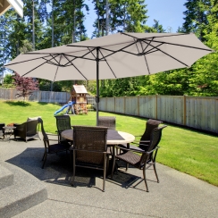 Costway 15 Inch Twin Patio Umbrella with 48 Solar Lights