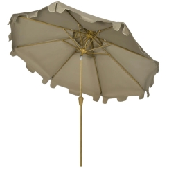 Outsunny 9 Foot Ruffled Patio Umbrella with Push Button Tilt and Crank
