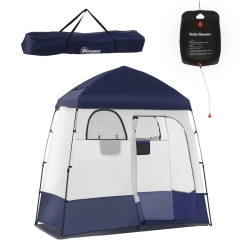 Outsunny 7 x 4 Foot Two-Room Pop Up Shower Tent with Carry Bag