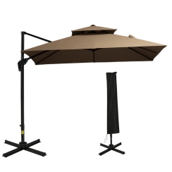 Outsunny 10 Foot Offset Patio Umbrella with Base