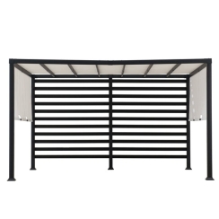 Sunjoy 10 x 12 Foot Modern Pergola Kit with Adjustable Shade and Privacy Wall