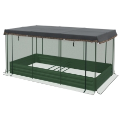 Outsunny 91 Inch Galvanized Steel Planter Box with Crop Cage and Shade Cloth