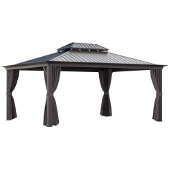 Outsunny 12 x 16 Foot Hardtop Gazebo with Curtains and Netting