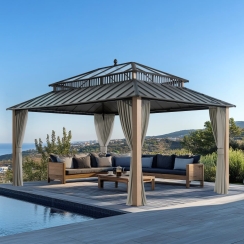 Sunjoy 16 x 12 Foot Kingston Extra-Tall Steel and Poly-Carb Hardtop Gazebo