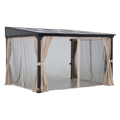 Sunjoy 10 x 12 Foot Wall-Mounted Lean-To Gazebo with Curtains and Netting