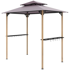 Outsunny 8 x 5 Foot Outdoor Grill Gazebo with Hooks