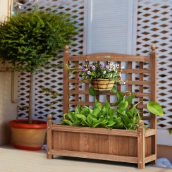Costway 25 Inch Wood Planter Box with Trellis