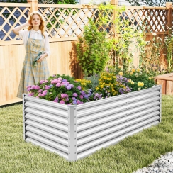 Costway 6 x 3 Foot Galvanized Steel Open Bottom Raised Garden Bed