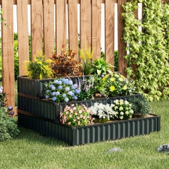 Costway 47 Inch Heavy-Duty Metal Staircase-Style Raised Garden Bed