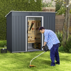 Costway 7 x 4 Foot Galvanized Steel Slant Roof Garden Storage Shed