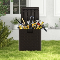 Costway 31 Gallon All-Weather Storage Deck Box with Lockable Lid