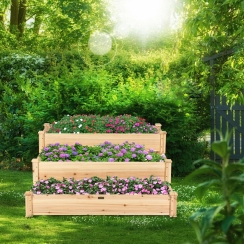Costway 49 Inch Three-Tiered Staircase-Style Wooden Raised Garden Bed