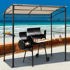 Costway 7 x 5 Foot Sloped Roof Grill Gazebo with Shelf and Hooks