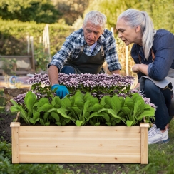 Costway 40 Inch Square Wood Raised Garden Box