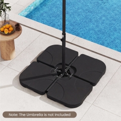 Costway 4 Piece Fillable Offset Umbrella Base with U-Locking Pins - 164 Pounds