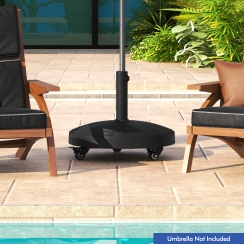 Costway 21 Inch Wicker-Style Wheeled Resin Umbrella Base - 50 Pounds