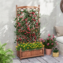 Costway 28 x 13 Inch Wooden Raised Garden Bed with Tall Trellis