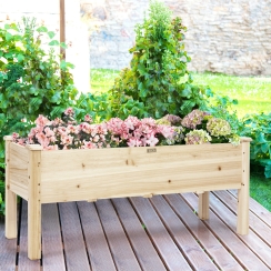 Costway 48 Inch Solid Wood Elevated Planter Box