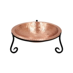 Achla 15 Inch Hammered Solid Copper Birdbath with Short Stand